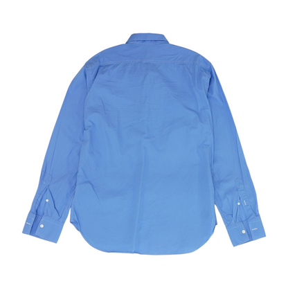 Blue Solid Long Sleeve Button Down