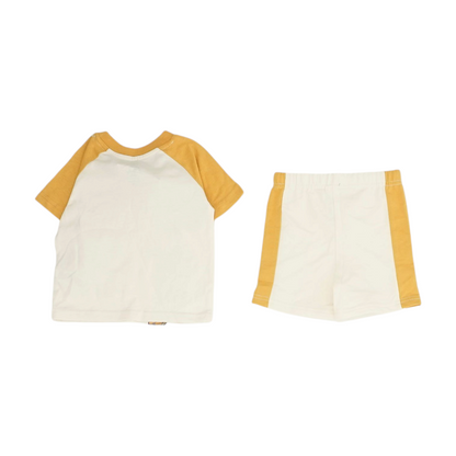 Cream Color Block Short Sleeve Set