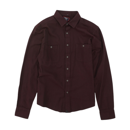 Burgundy Chevron Long Sleeve Button Down