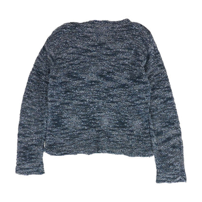 Vintage Blue Solid V-Neck Sweater