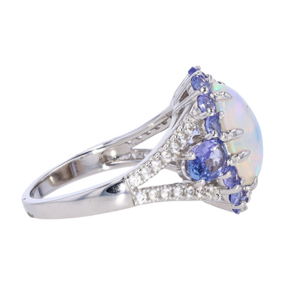 Sterling Silver Opal Fashion Ring