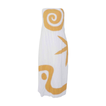 White Abstract Midi Dress
