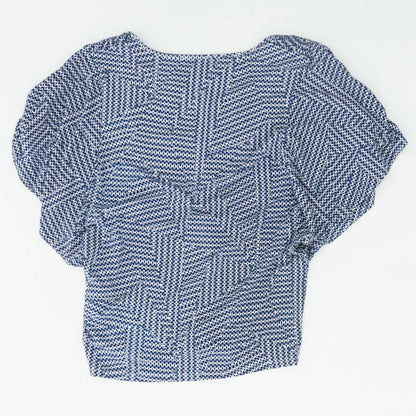 Blue Graphic Short Sleeve Blouse
