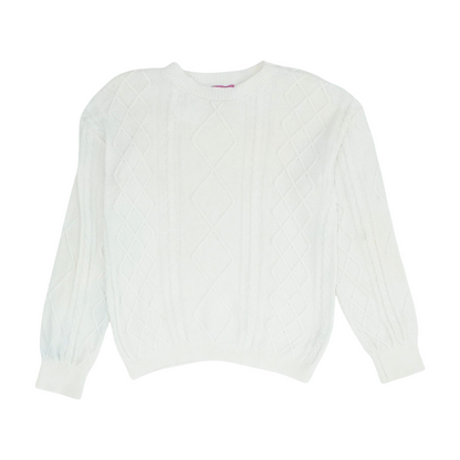 White Solid Pullover Sweater