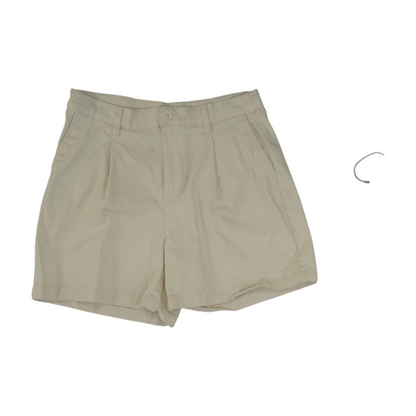 Beige Solid Denim Shorts