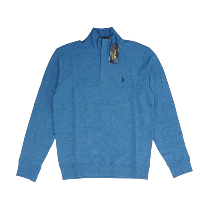 Blue Solid 1/4 Zip Pullover