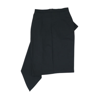 Black Solid Midi Skirt