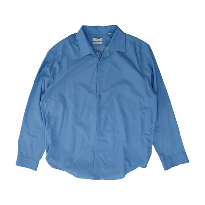 Blue Solid Long Sleeve Button Down