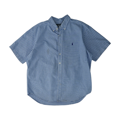 Blue Plaid Short Sleeve Button Down