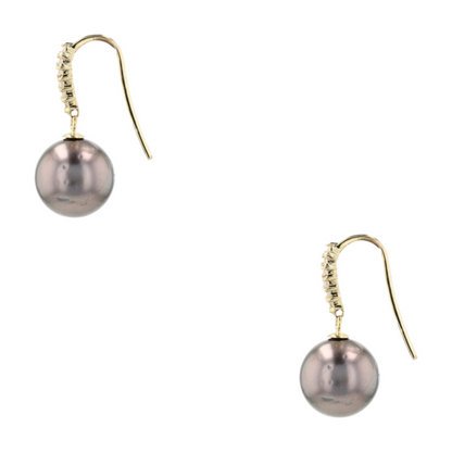14K Yellow Gold Cultured Pearl Dangle Earrings