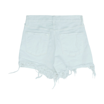 White Solid Denim Shorts