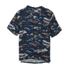 Navy Graphic Short Sleeve Button Down