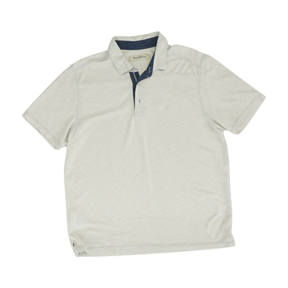 Beige Solid Short Sleeve Polo