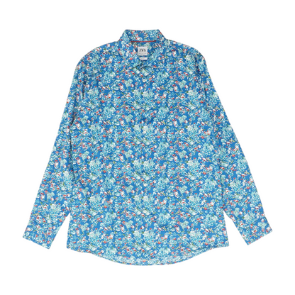 Blue Floral Long Sleeve Button Down