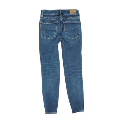 Blue Solid High Rise Skinny Leg Jeans