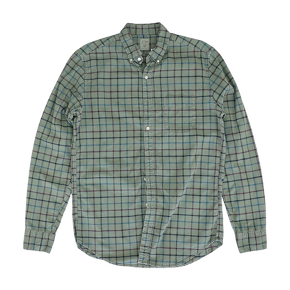 Green Tall Plaid Long Sleeve Button Down