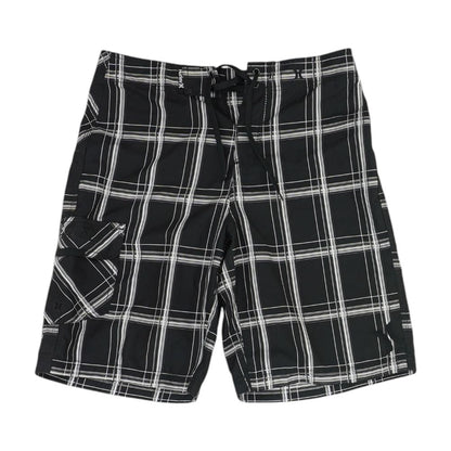 Black Plaid Board Shorts