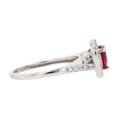 Sterling Silver Synthetic Ruby Fashion Ring