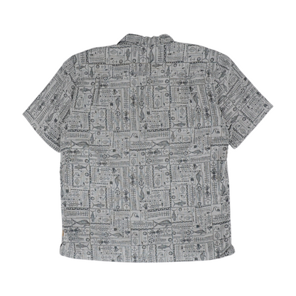 Gray Abstract Short Sleeve Button Down