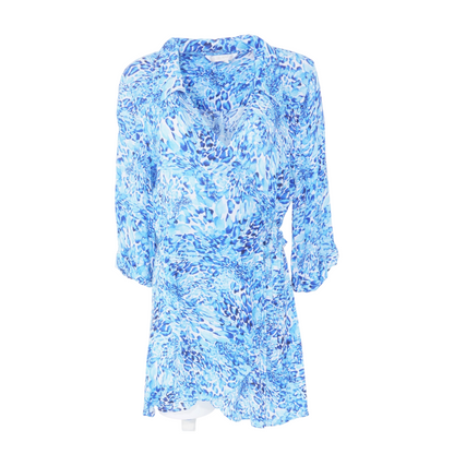 Blue Animal Print Mini Dress
