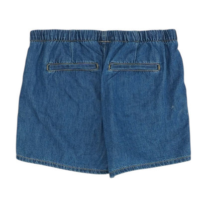 Blue Solid Denim Shorts