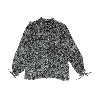 Black Floral Button Down