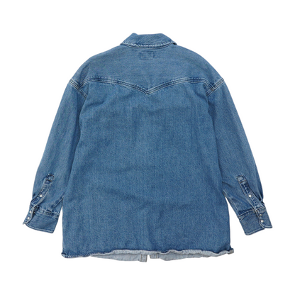 Blue Solid Flannel Button Down