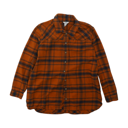 Orange Plaid Flannel Button Down