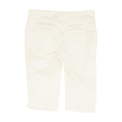 White Solid Capri Pants