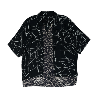 Black Graphic Short Sleeve Button Down