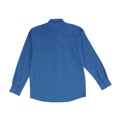Blue Abstract Long Sleeve Button Down