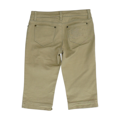 Khaki Solid Chino Capris