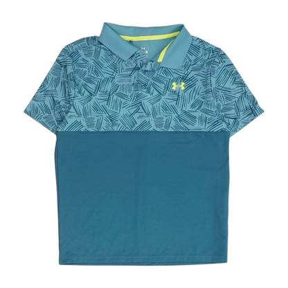 Blue Color Block Short Sleeve Polo
