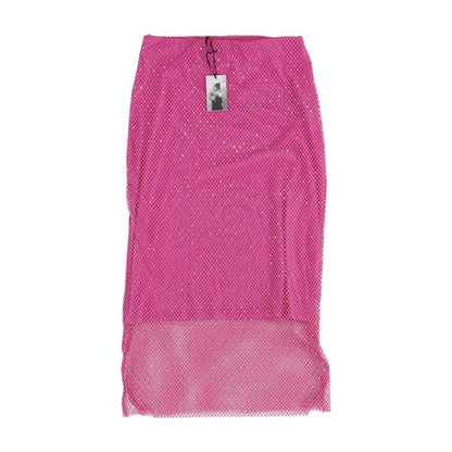 Pink Solid Midi Skirt