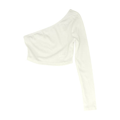 White Solid Cropped Knit Top