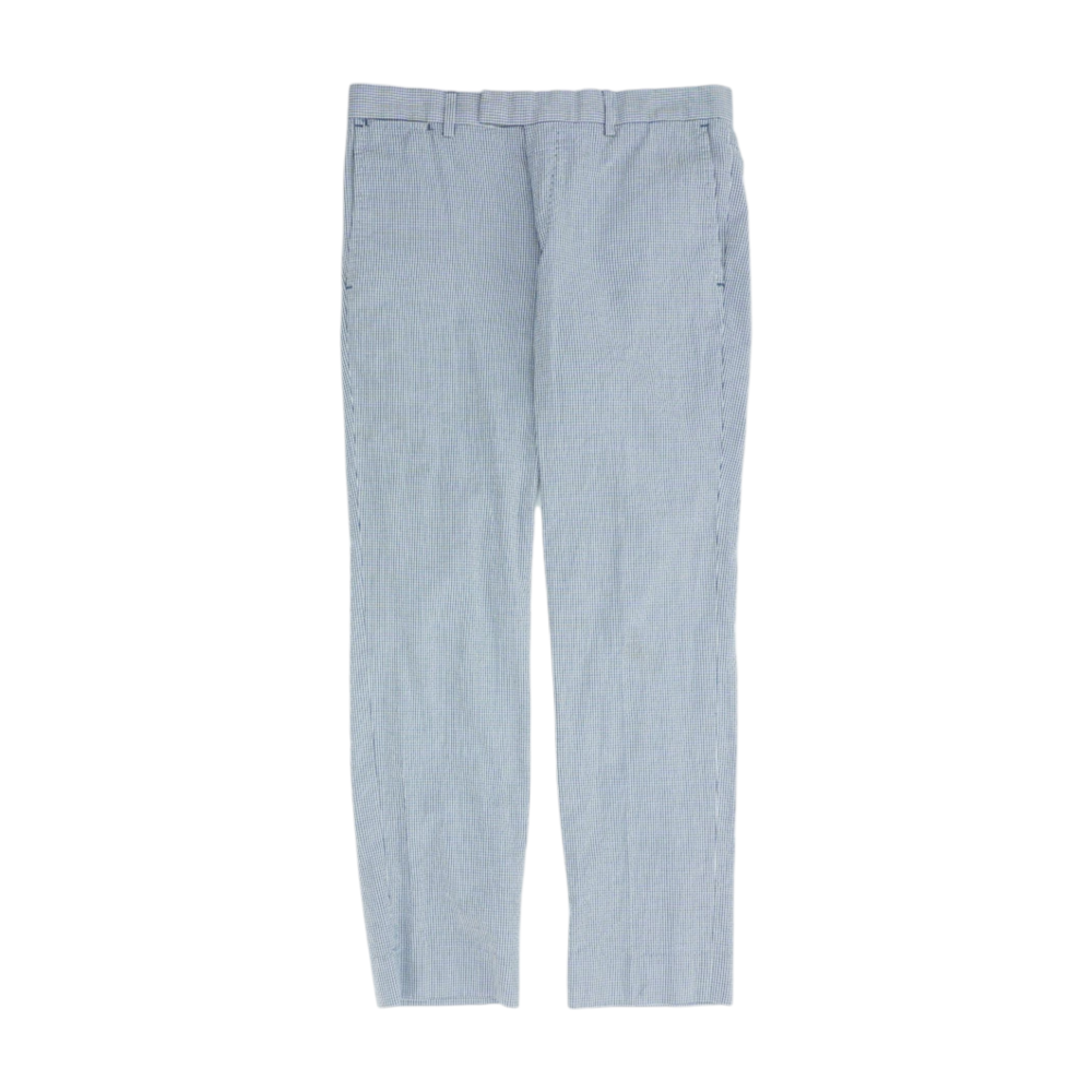 Navy Check Slim Pants