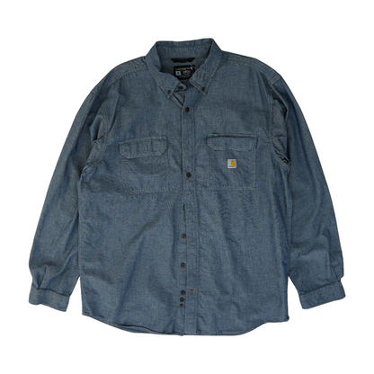Blue Big & Tall Solid Long Sleeve Button Down