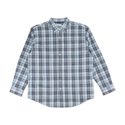 Blue Plaid Long Sleeve Button Down