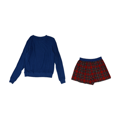 Blue Solid Pajama Set