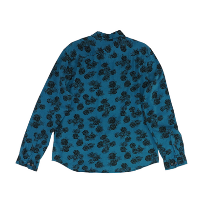 Teal Floral Long Sleeve Button Down