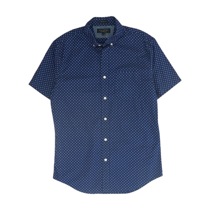 Navy Print Short Sleeve Button Down