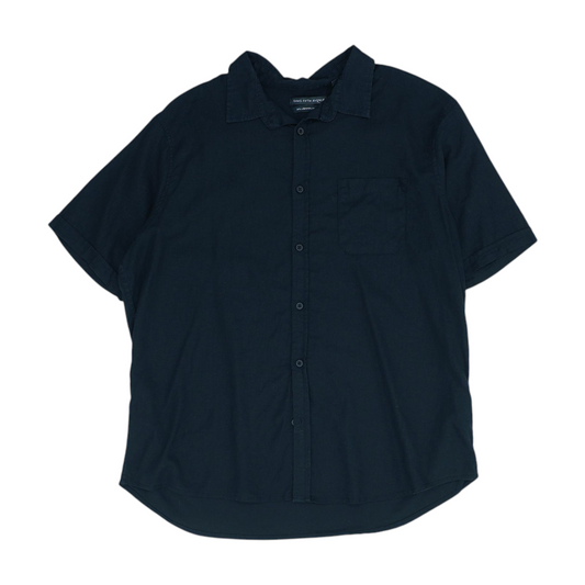 Black Solid Short Sleeve Button Down