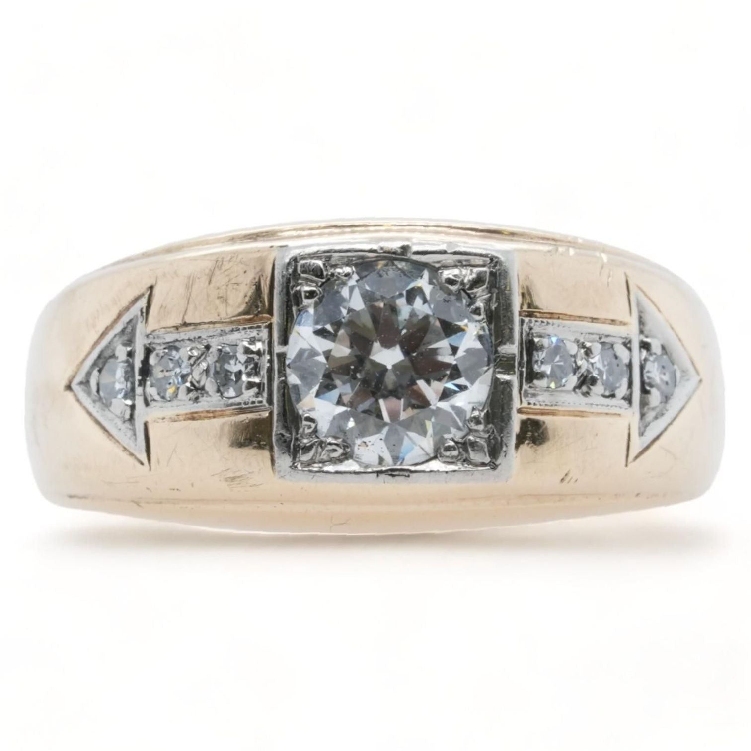 14K Gold RBC Center Diamond With Diamond Accents Band – Unclaimed Baggage