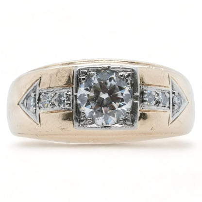 14K Gold RBC Center Diamond With Diamond Accents Band