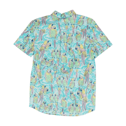 Blue Graphic Short Sleeve Button Down