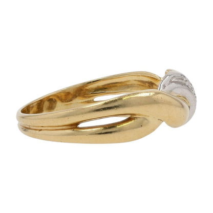 18K Gold Double Crossover With Three Diamond Accents Band