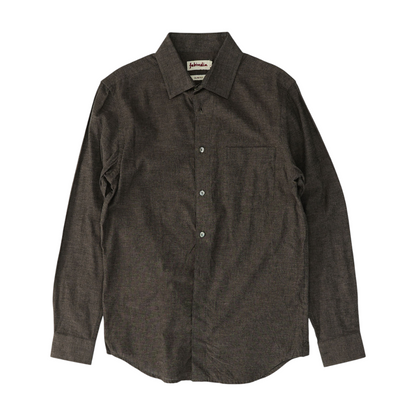 Brown Solid Long Sleeve Button Down