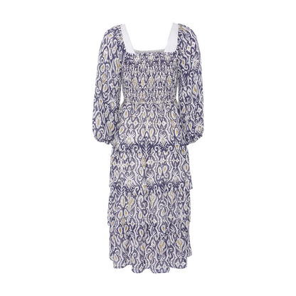 Navy Print Midi Dress