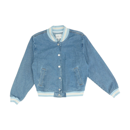 Blue Solid Denim Jacket
