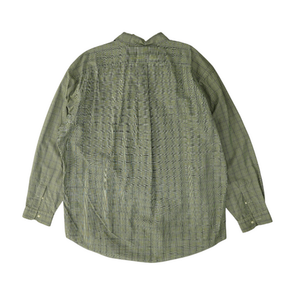 Green Tall Plaid Long Sleeve Button Down